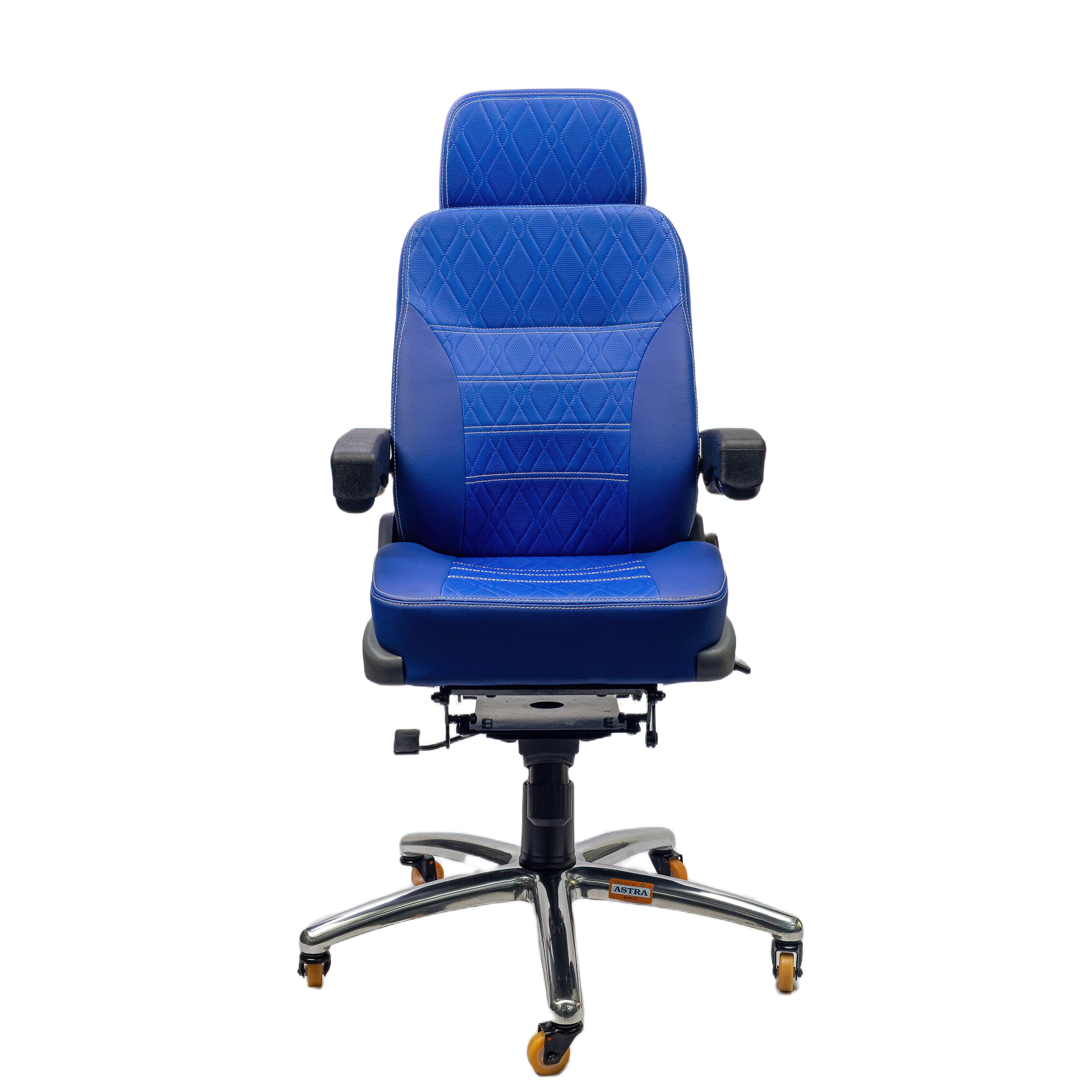 Cadeira Confort Navigator 4002 Astra azul para escritório e operações industriais – vista frontal em ângulo