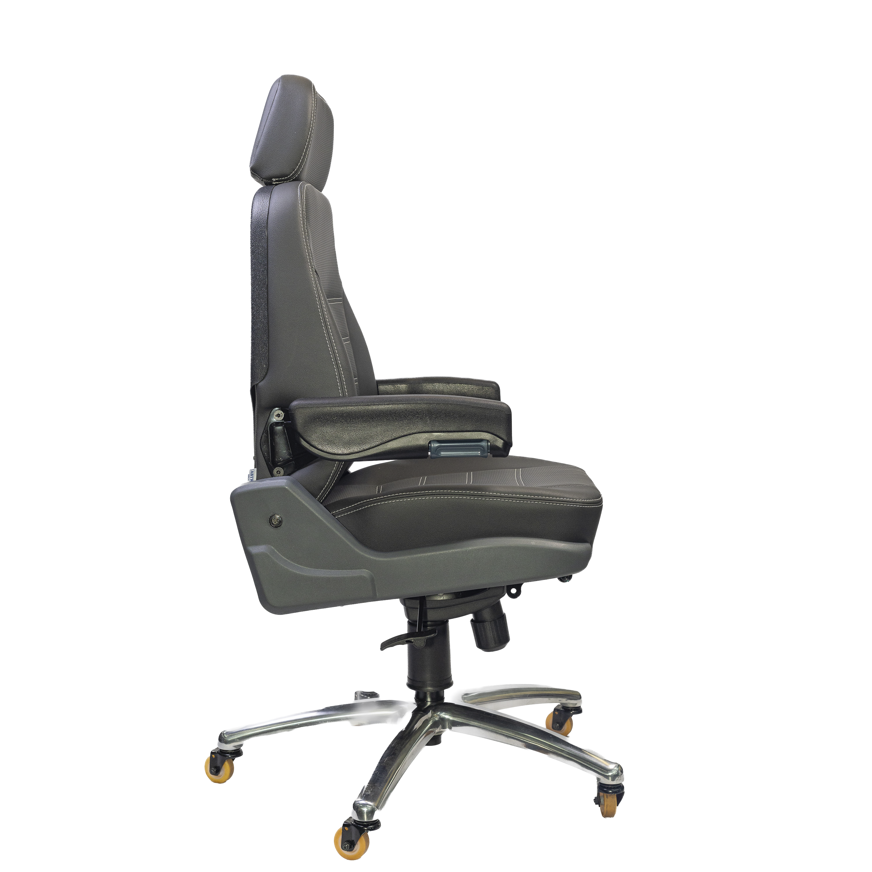 Cadeira Confort Navigator 4002 Cinza Astra – vista lateral direita com encosto ergonômico