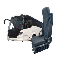 Ônibus rodoviário ao lado de banco pneumático da Astra Bancos, representando o segmento de soluções para ônibus.