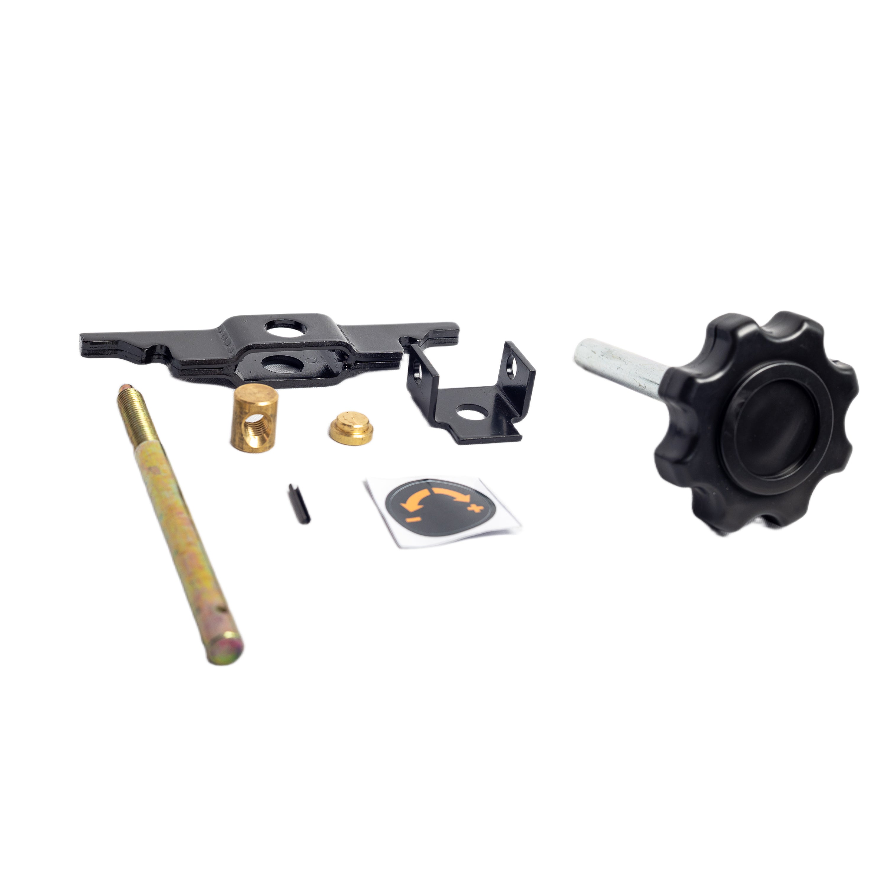 Componentes do kit balanceador hidráulico ISRI, incluindo manopla de regulagem de peso e peças de fixação