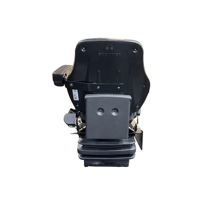 Banco original Grammer com suspensão hidráulica para trator, vista traseira com a marca Grammer no encosto