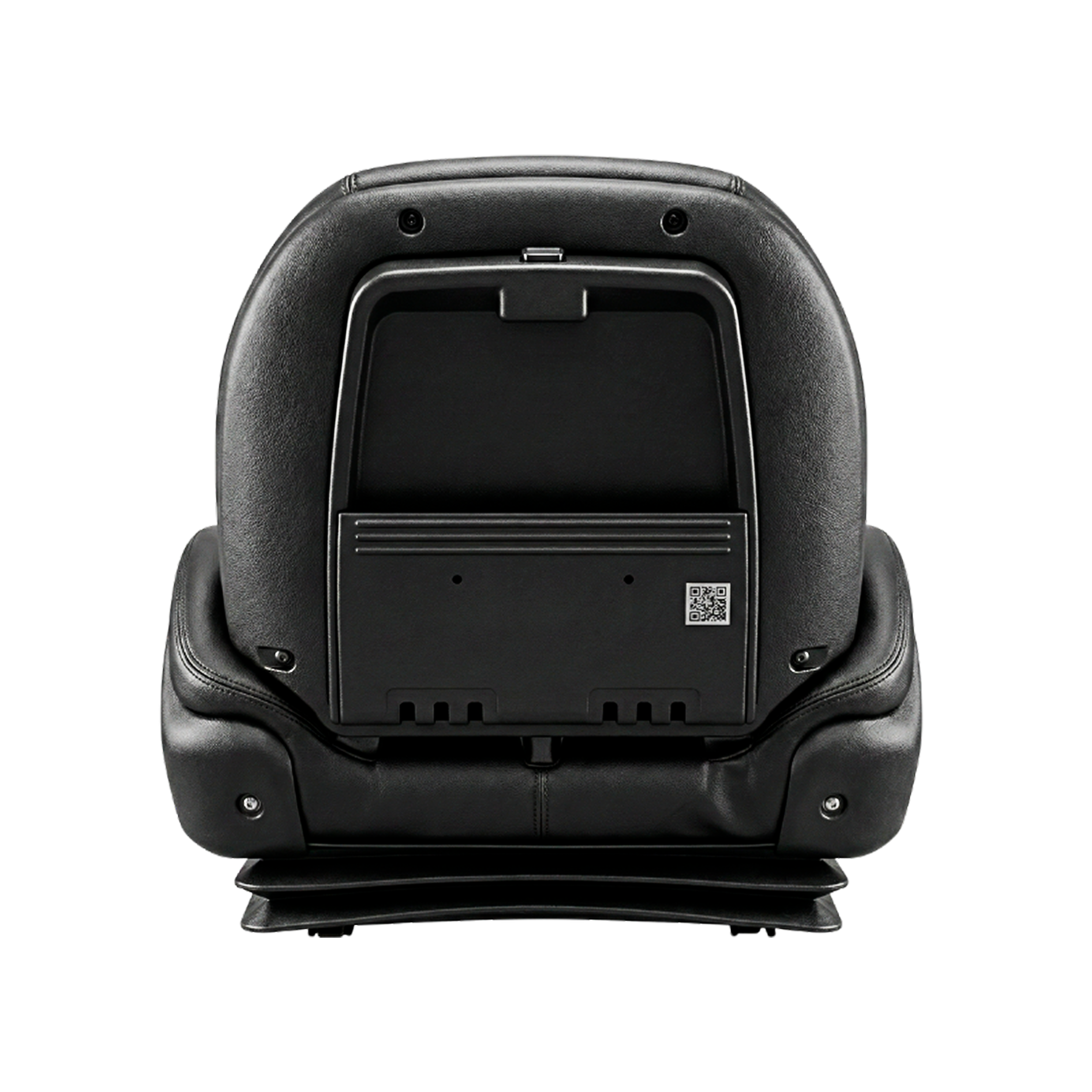 Banco para empilhadeira Astra Bancos modelo 2012, vista traseira do encosto, estrutura robusta para uso industrial