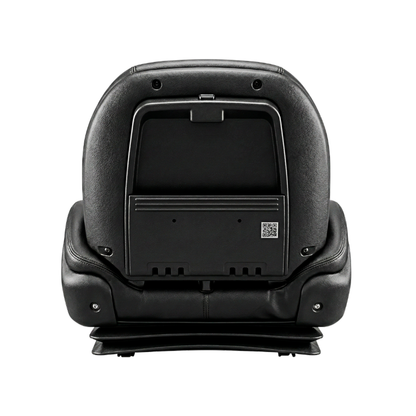 Banco para empilhadeira Astra Bancos modelo 2012, vista traseira do encosto, estrutura robusta para uso industrial