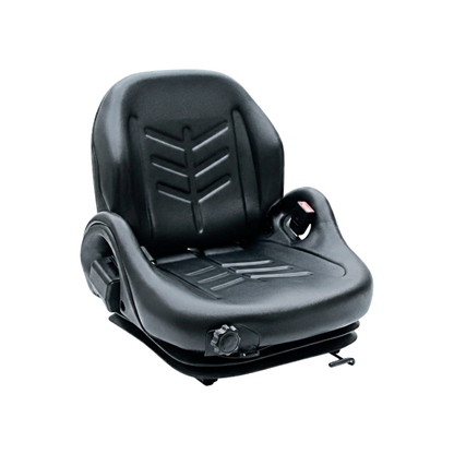 Banco para operador de empilhadeira Astra Bancos modelo 2012, vista em perspectiva, com encosto anatômico e amortecimento mecânico
