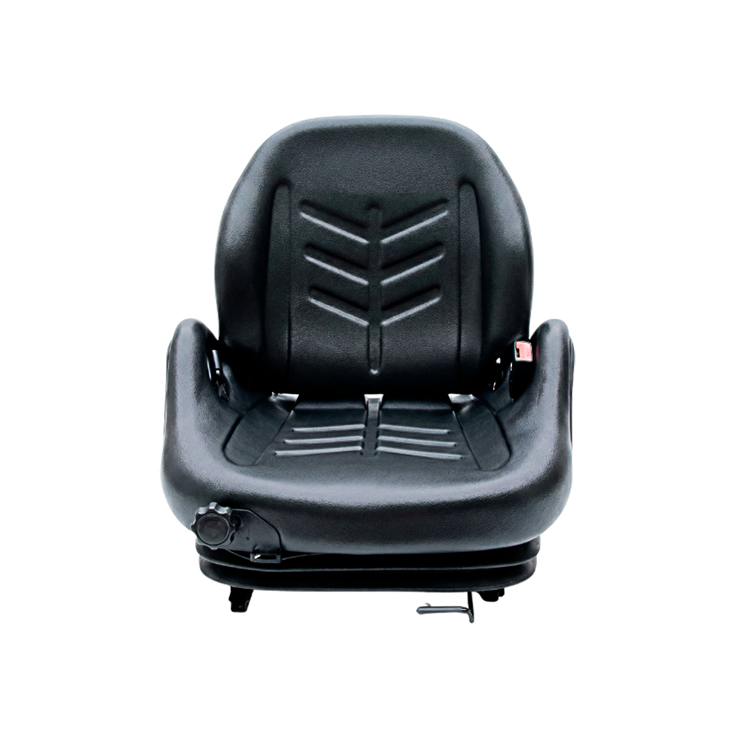 Banco para operador de empilhadeira Astra Bancos modelo 2012, vista frontal, com amortecimento mecânico e design ergonômico