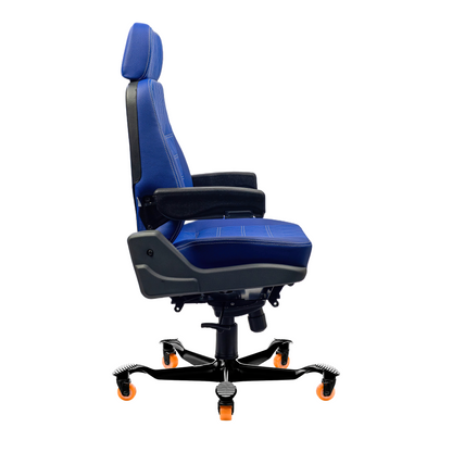 Perfil direito da cadeira 24 horas 4002 azul com mola a gás e base giratória de cinco pontas