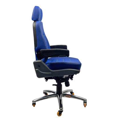 Cadeira Confort Navigator 4002 Astra azul – perfil lateral da cadeira ergonômica industrial