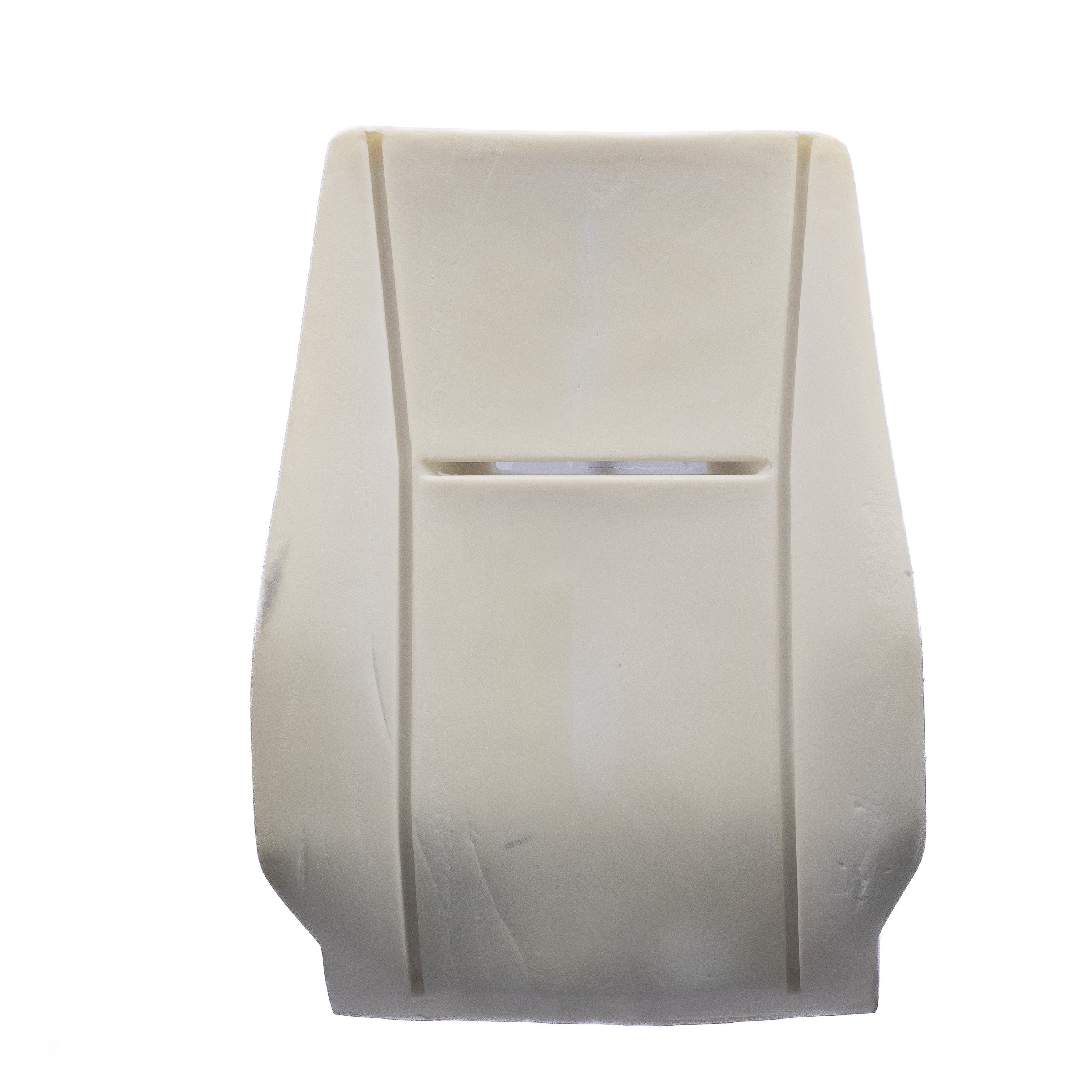 Espuma de encosto para banco de caminhão e ônibus, vista frontal, com formato anatômico em poliuretano.