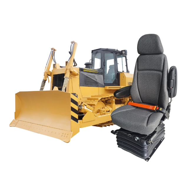 Banco Astra para máquinas pesadas ao lado de um trator de mineração, representando o setor de mineração atendido pela empresa.