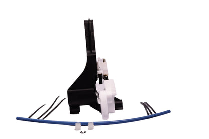 Kit de válvula pneumática de suspensão com mangueiras e componentes de fixação, visto de cima.